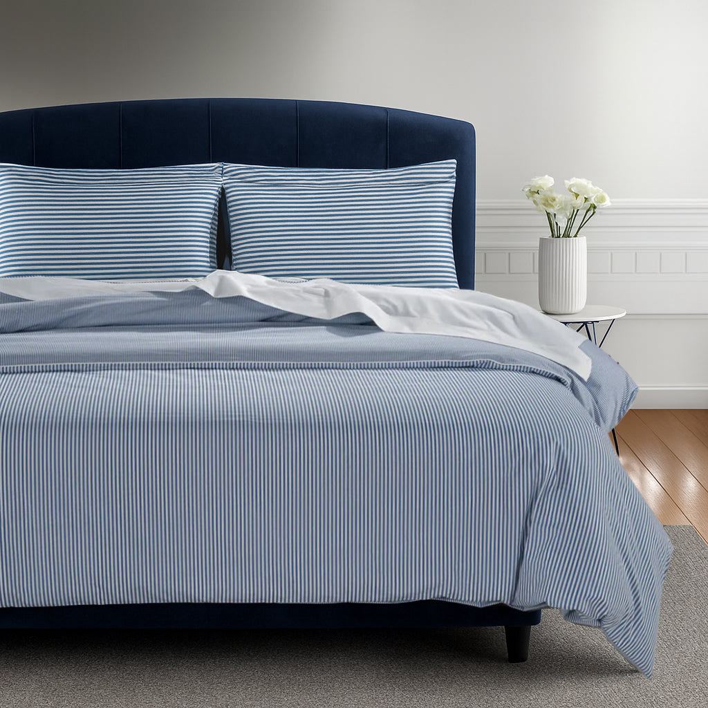 300 Thread Count Celeste Quiet Harbour with White Bedding Set