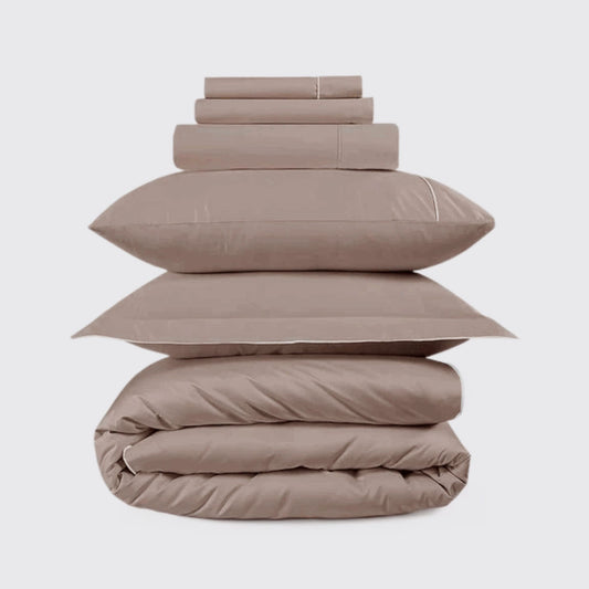 800 Thread Count Egyptian Cotton Duke of Bliss LUXE Bedding Set - Dusty Rose with White Accent