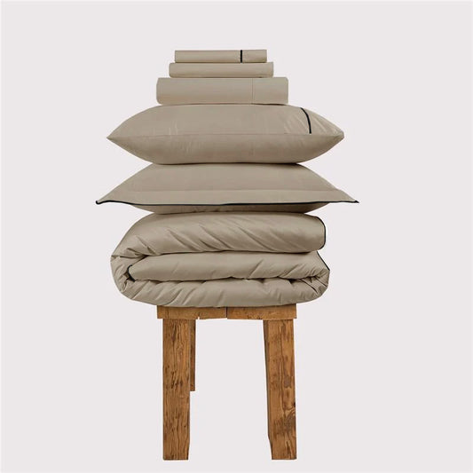 800 Thread Count Egyptian Cotton Duke of Bliss LUXE Bedding Set - Bone with Black Accent