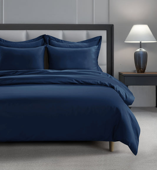 800 Thread Count Egyptian Cotton Grand Splendour Lux Buttery Smooth Duvet Cover - Navy Peony