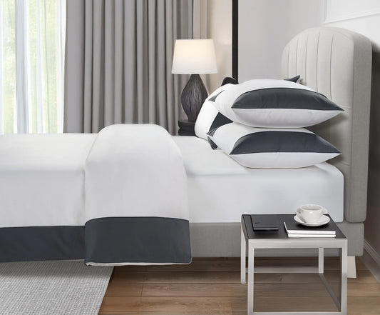 800 Thread Count Egyptian Cotton Harrogate Lux Buttery Smooth Duvet Cover - Graphite Grey Bedding Set