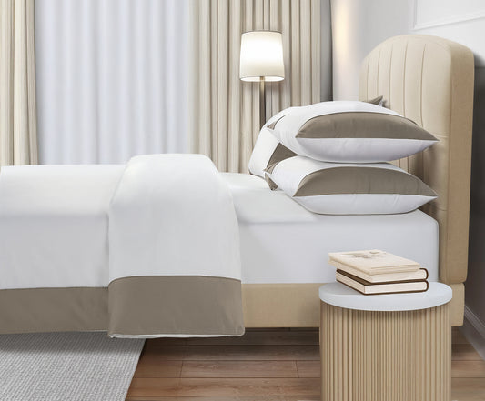 800 Thread Count Egyptian Cotton Harrogate Lux Buttery Smooth Duvet Cover - Simply Taupe Bedding Set