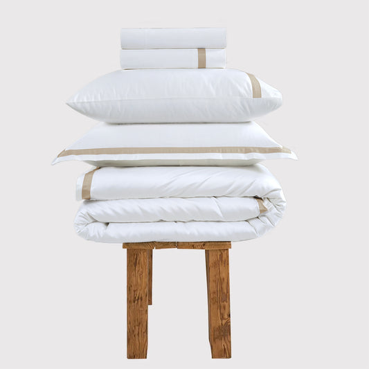 800 Thread Count Egyptian Cotton Heiress Bedding Set - White and Bone