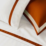 800 Thread Count Egyptian Cotton Heiress Bedding Set - White and Potter's Clay