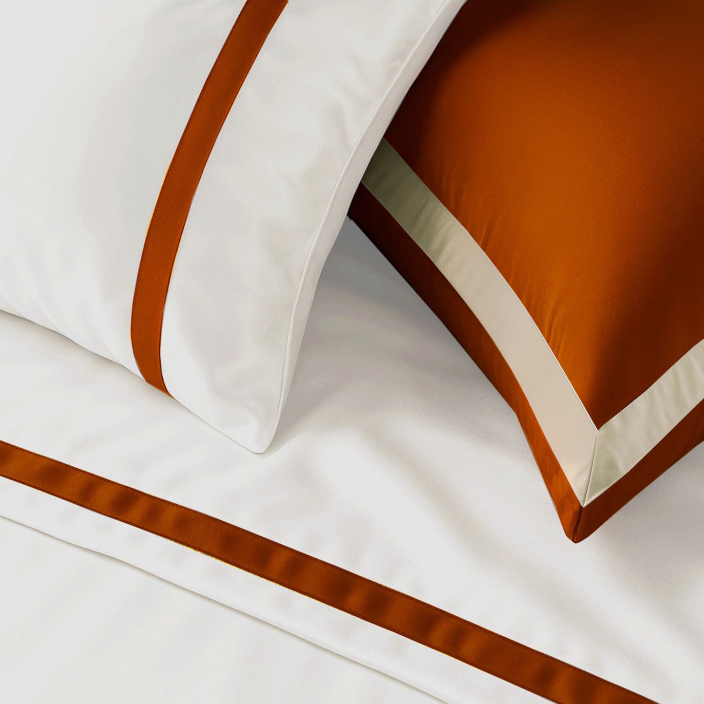 800 Thread Count Egyptian Cotton Heiress Bedding Set - White and Potter's Clay