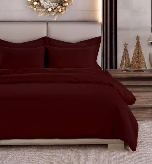 800 Thread Count Egyptian Cotton Grand Splendour Lux Buttery Smooth Duvet Cover - Dark Burgundy