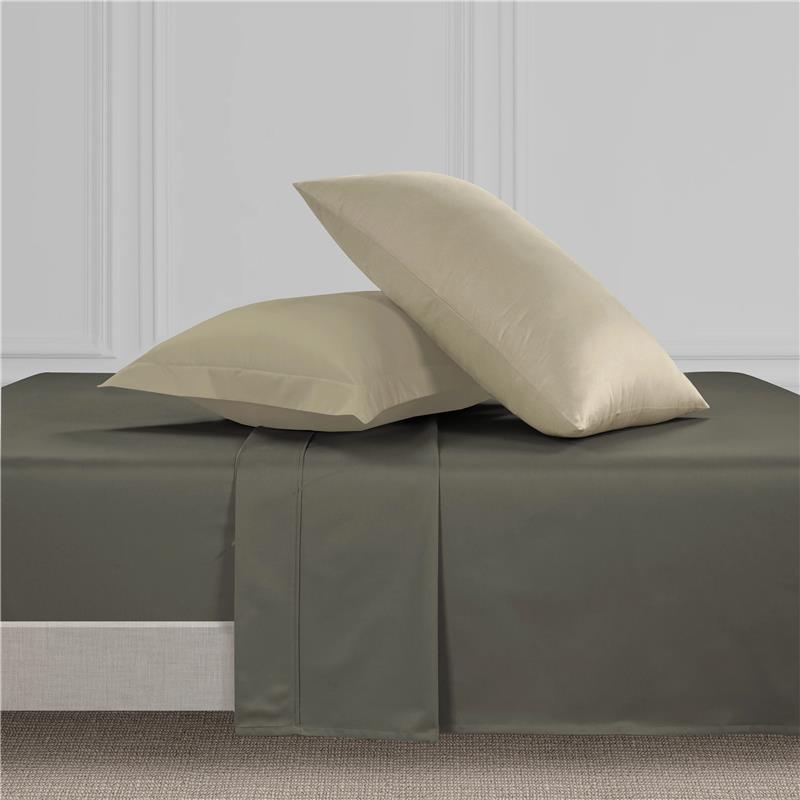 800 Thread Count Grand Splendour LUXE Sheet Set - Sage Green with Oatmeal Bedding