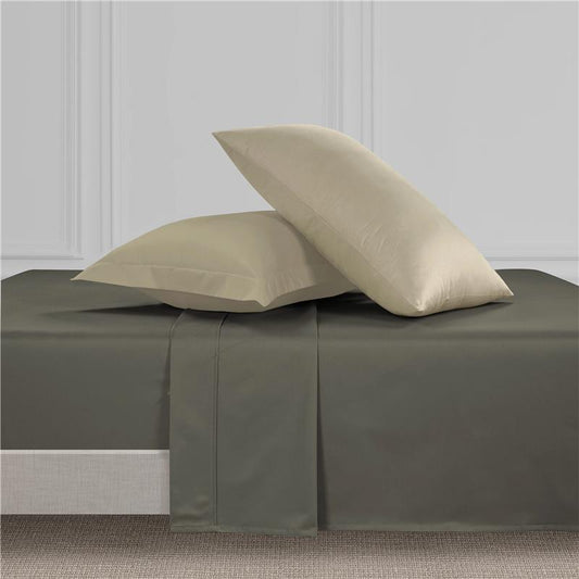 300 Thread Count Peaceful Empress Sheet Set - Sage Green with Oatmeal Bedding