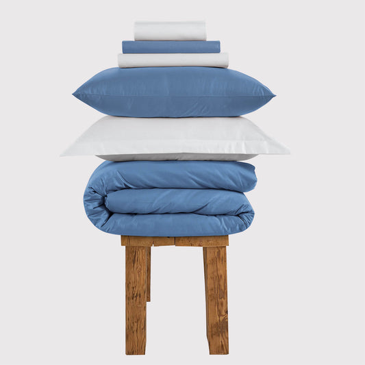 300 Thread Count Peaceful Empress - Quiet Harbour with White Bedding Set