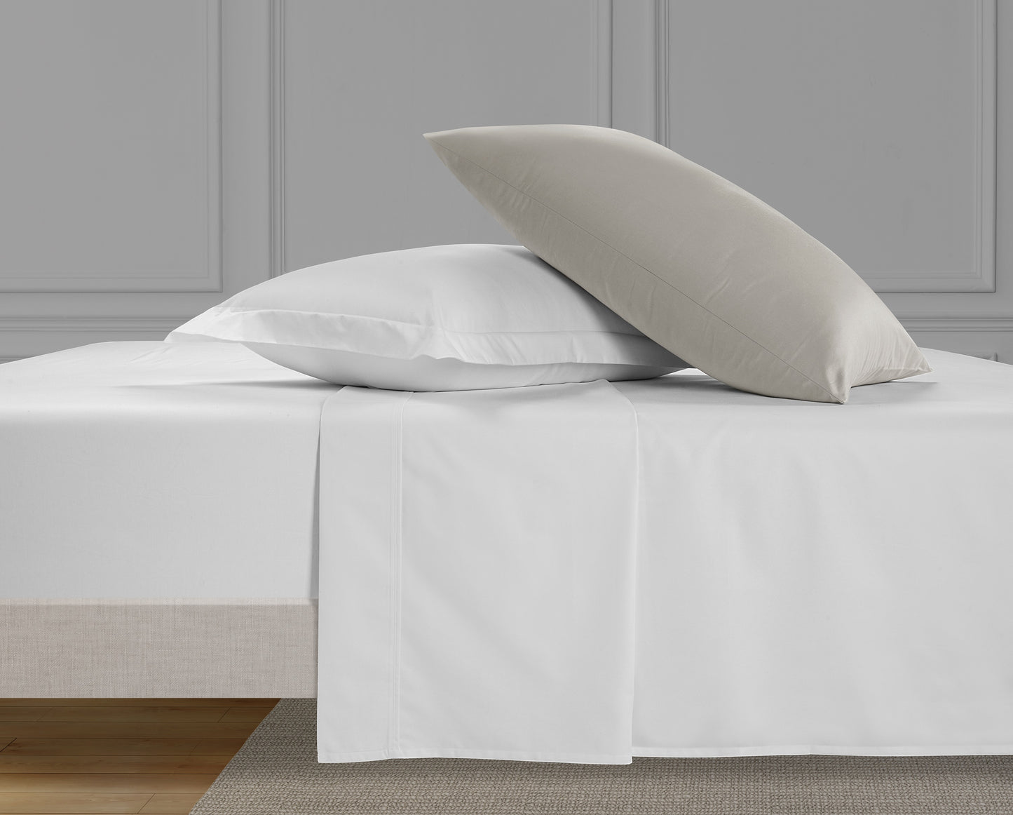 300 Thread Count Peaceful Empress Sheet Set - Oyster Mushroom with White Bedding