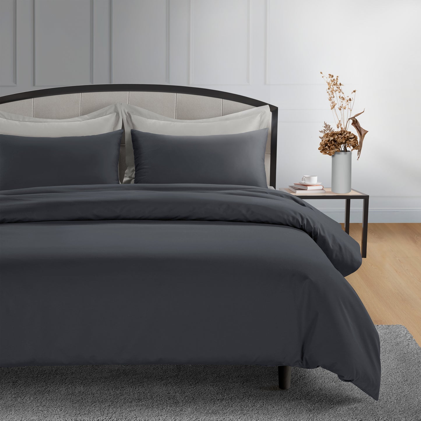 800 Thread Count Grand Splendour LUXE - Graphite Grey with Oyster Mushroom Bedding Set