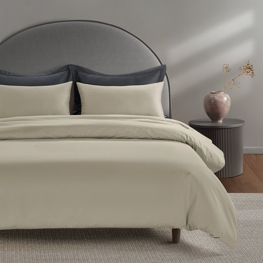 800 Thread Count Grand Splendour LUXE - Oatmeal with Graphite Grey Bedding Set