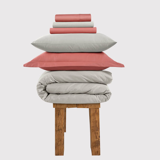 300 Thread Count Peaceful Empress - Oyster Mushroom with Terra Cotta Bedding Set