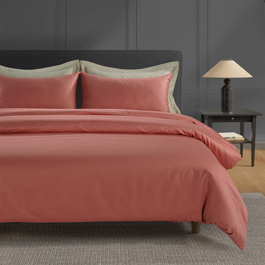 300 Thread Count Peaceful Empress - Terra Cotta with Oatmeal Bedding Set