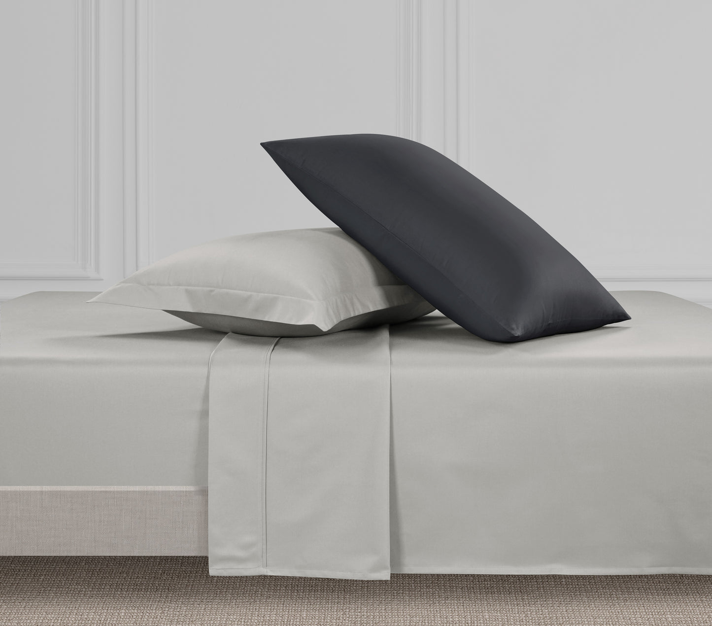 800 Thread Count Grand Splendour LUXE Sheet Set - Graphite Grey with Oyster Mushroom Bedding
