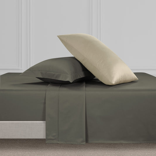 800 Thread Count Grand Splendour LUXE Sheet Set - Oatmeal with Sage Green Bedding