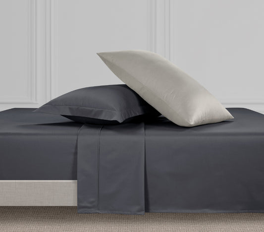 800 Thread Count Grand Splendour LUXE Sheet Set - Oyster Mushroom with Graphite Grey Bedding