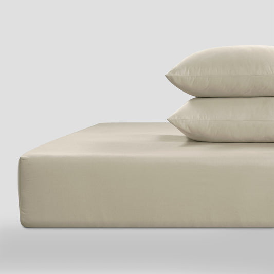Peaceful Empress Percale Fitted Sheet - Oatmeal