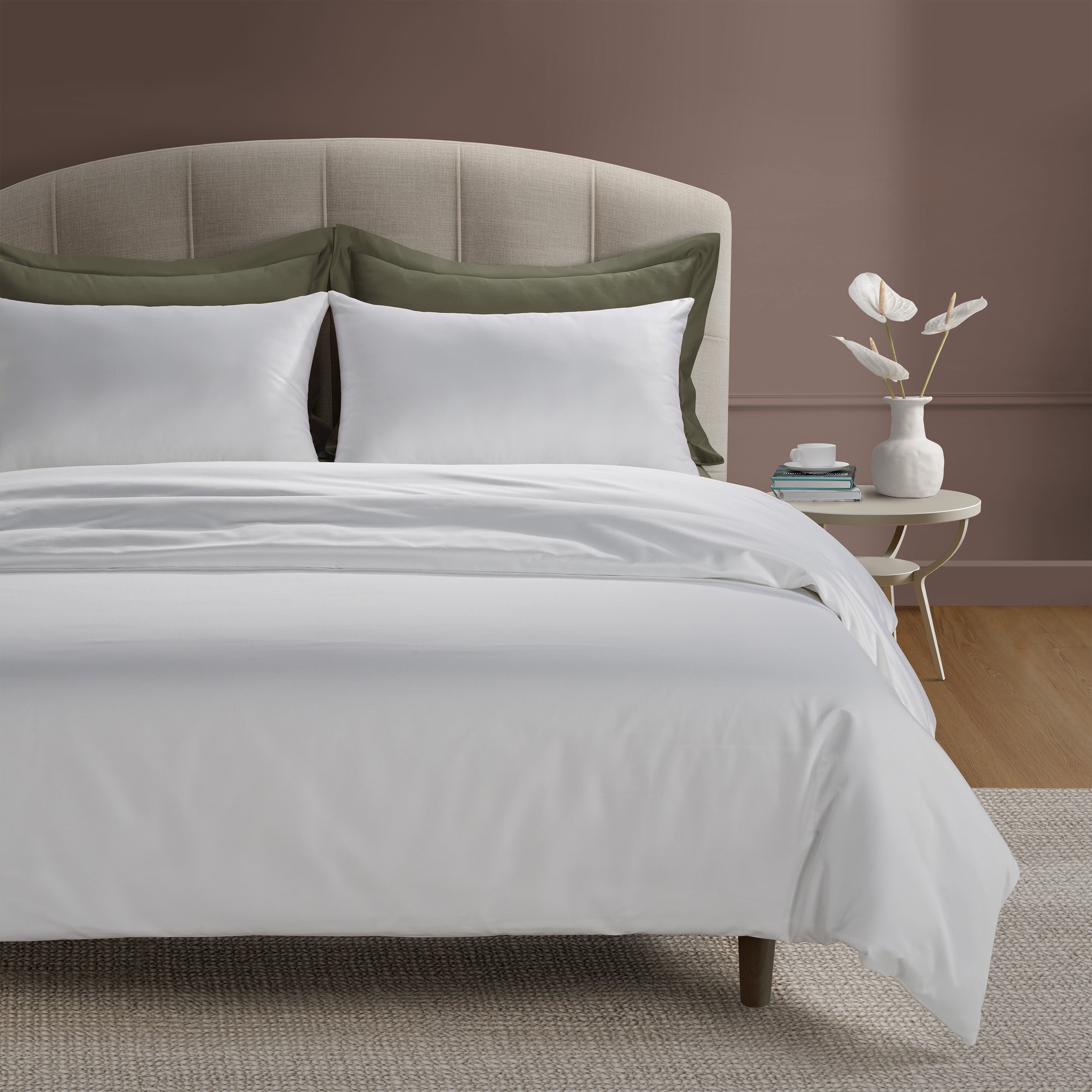 300 Thread Count Peaceful Empress White with Sage Green Set Bedding