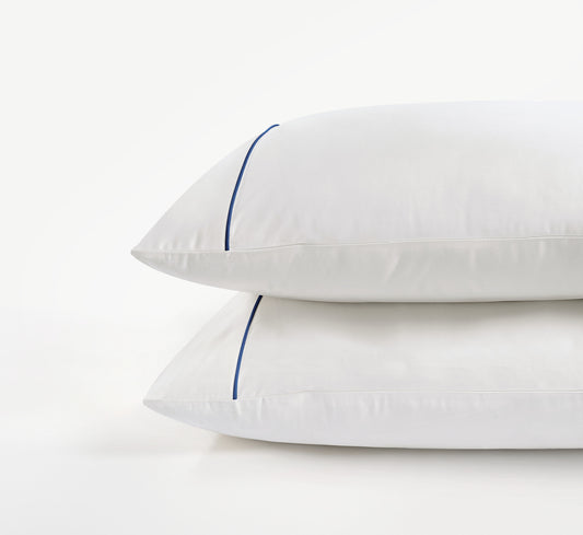 800 Thread Count Egyptian Cotton Duke of Bliss Lux Buttery Smooth Pillowcases - Navy Peony Accent