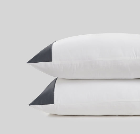 800 Thread Count Pair (2 Pillowcases) of Egyptian Cotton Harrogate Lux Buttery Smooth Pillowcases - Graphite Grey